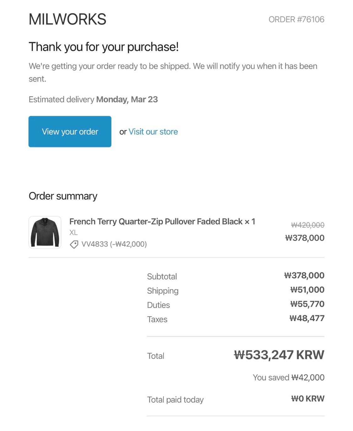 더블알엘(Rrl)프렌치 테리 집업 풀오버 상품이미지4