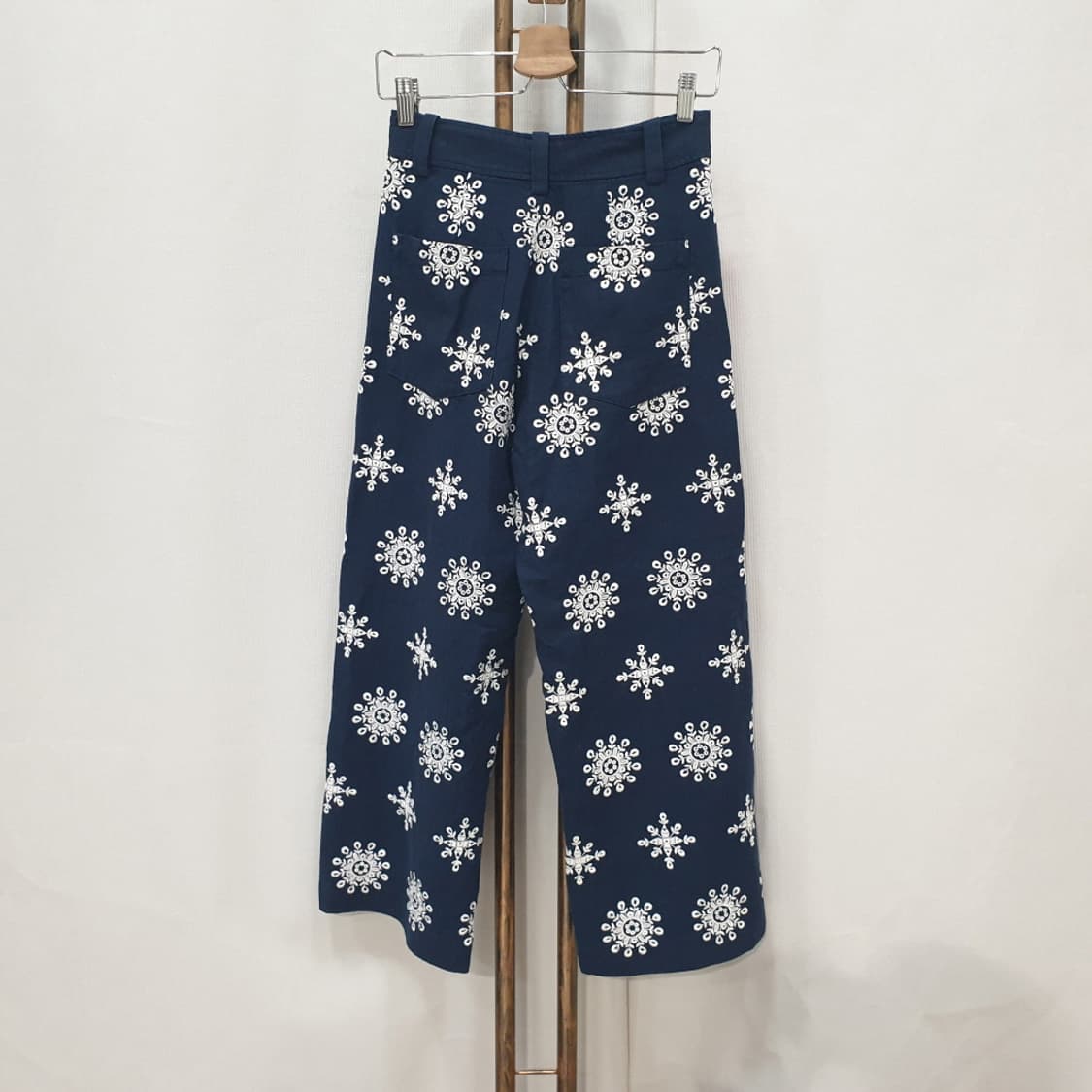 ZARA 네이비 블루 리넨 블렌드 큐롯 팬츠 XS 상품이미지4