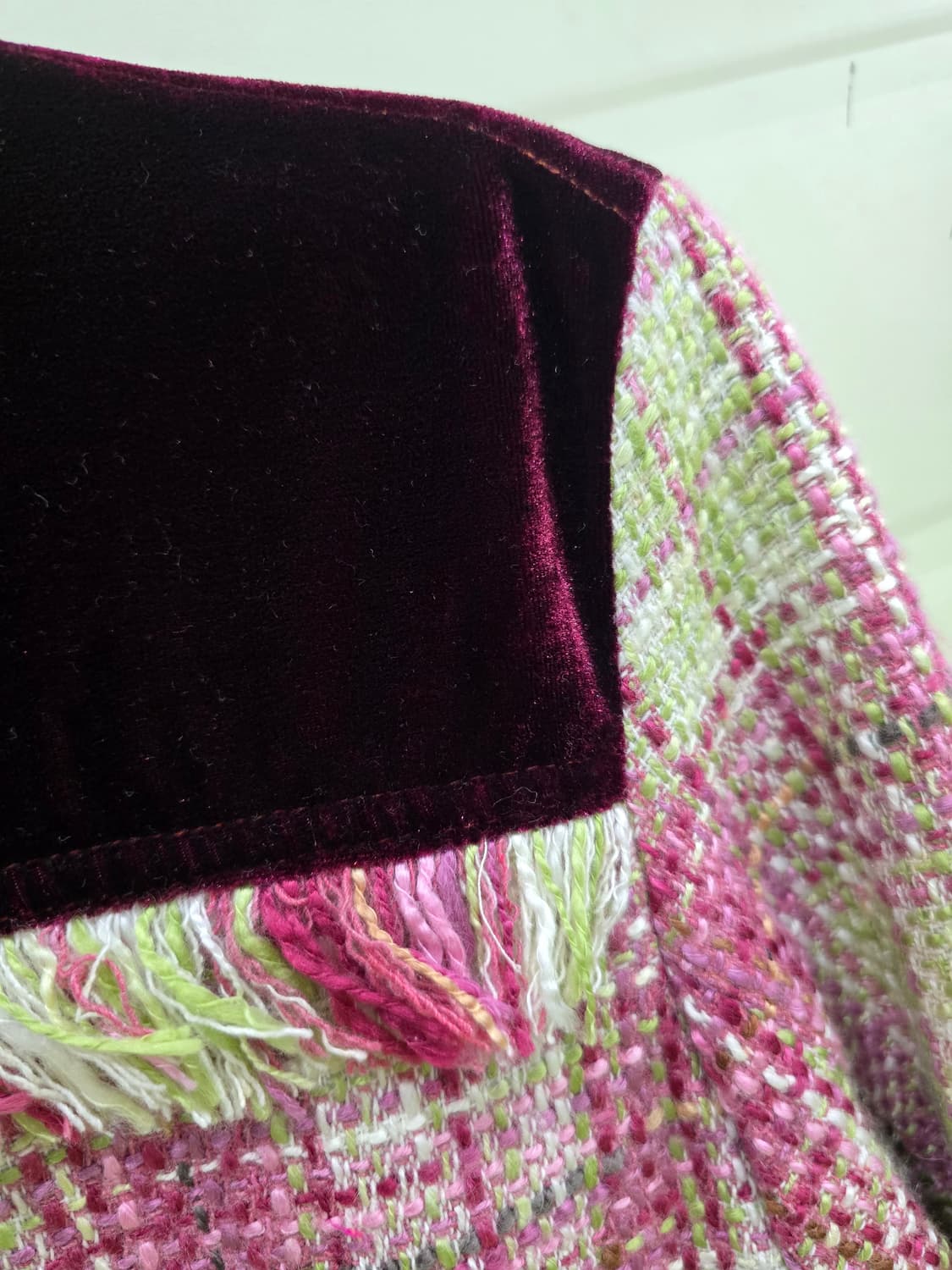 트위드 벨벳 배색 자켓 상품이미지4