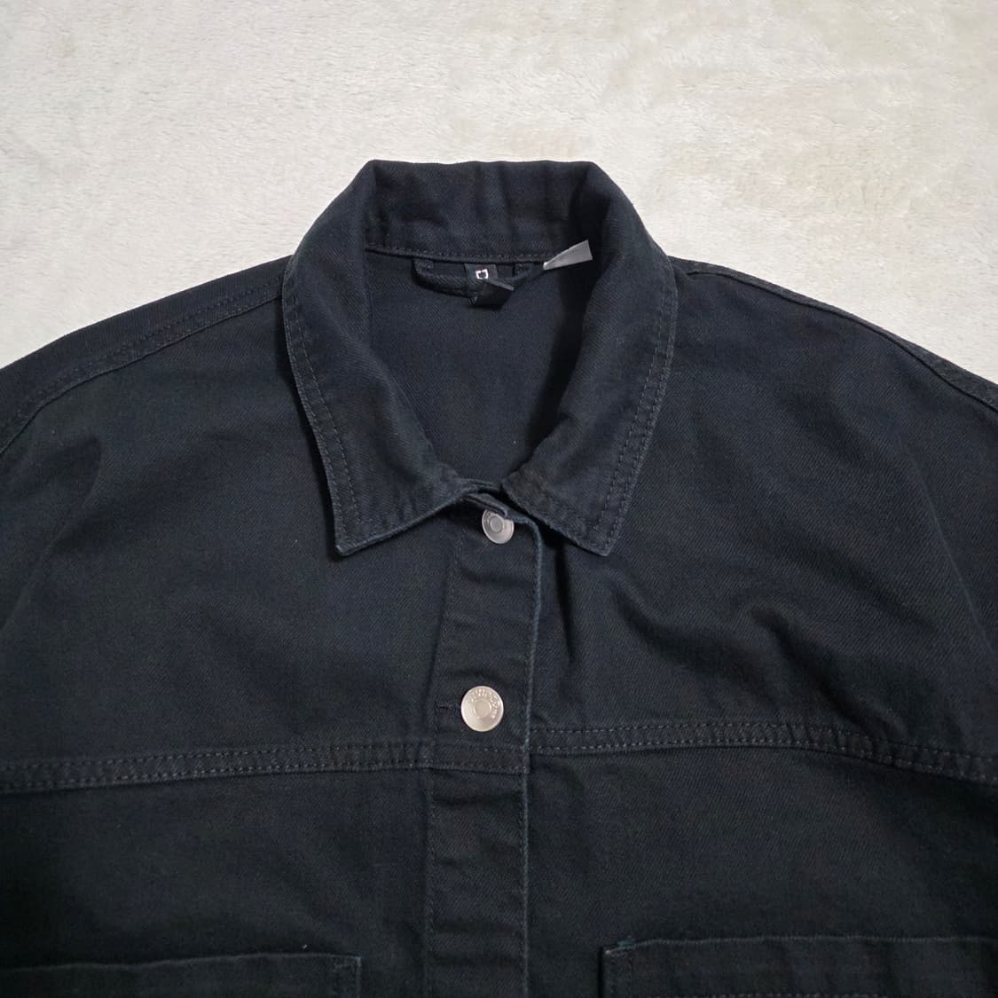 (M)여성 H&M 블랙 크롭 데님 자켓 상품이미지2