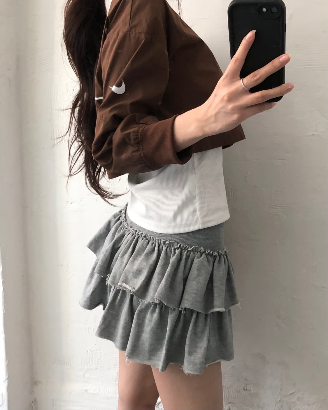Nike 나이키 브라운 컬러 크롭 스우시 바람막이 자켓 상품이미지7