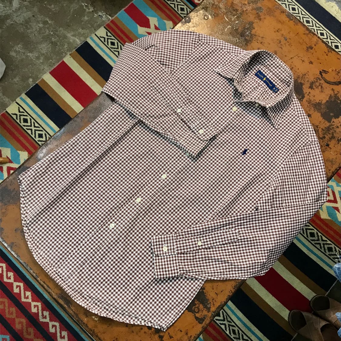 폴로랄프로렌 브라운 깅엄 체크 코튼 셔츠 남성 105 사이즈 상품이미지2