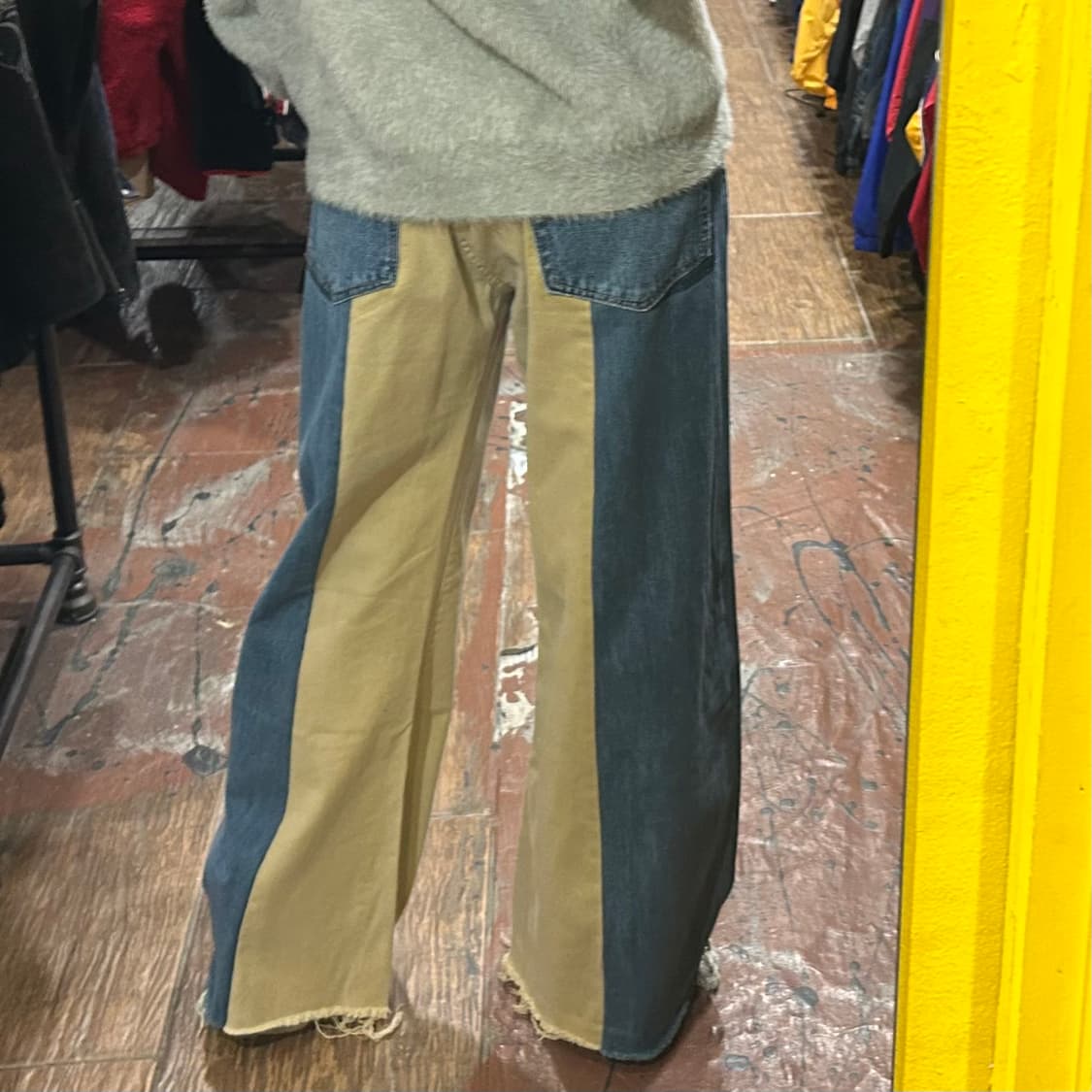 [HI] 아리조나 투톤 패치워크 와이드 데님 상품이미지5