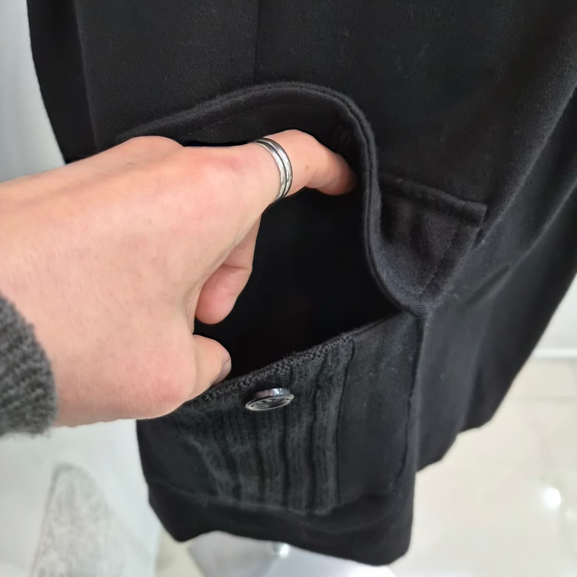 울 체크 니트 하이넥 원피스 코트 상품이미지7