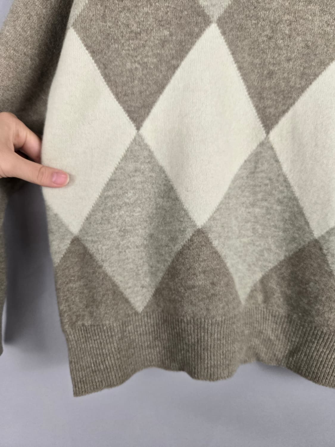 [무료배송]라코스테 100 남성 모100% V넥 아가일 니트 니트티 상품이미지5