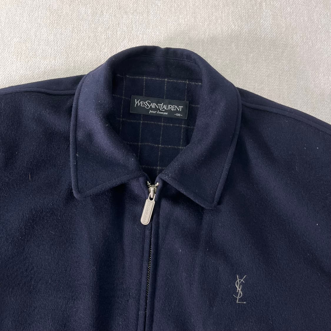 100 입생로랑 90s 캐시미어 블루종 자켓 상품이미지2