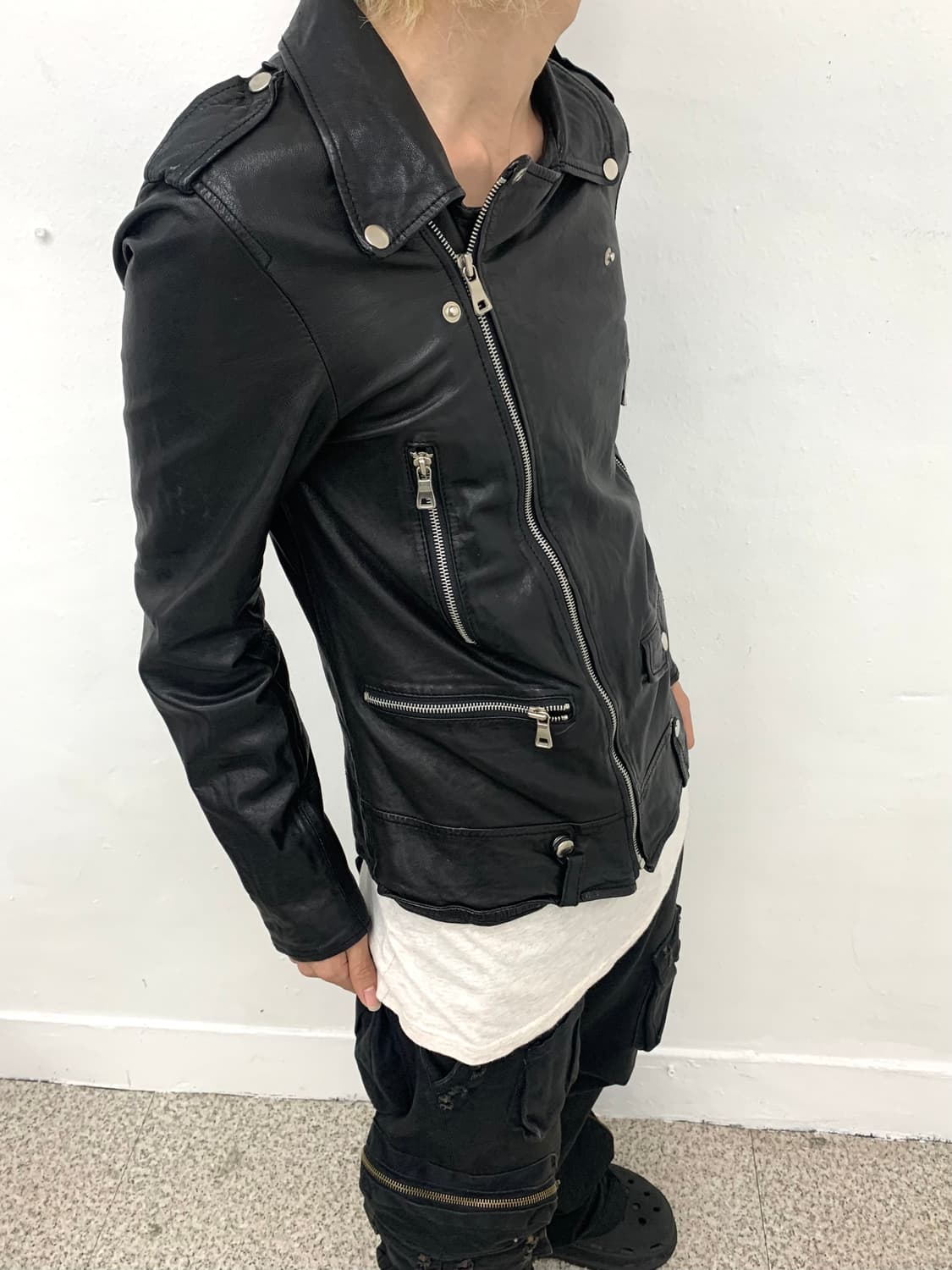 Rock mood vintage lambskin leather jacke 상품이미지3