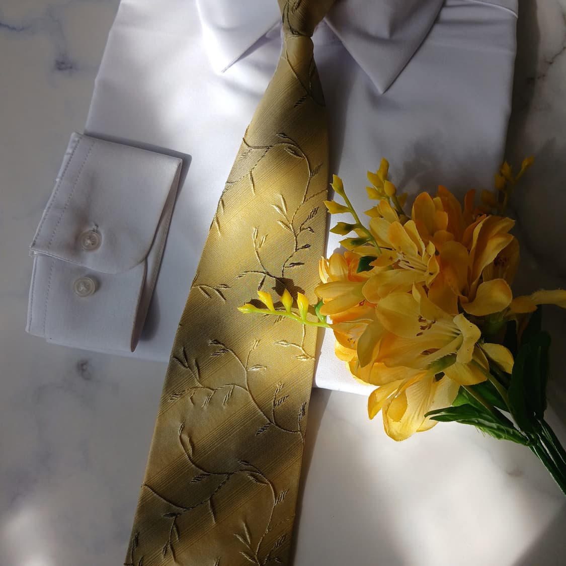 입생로랑 실크 머스타드 자카드 넥타이 9.4cm A+~A등급 A19673 상품이미지4
