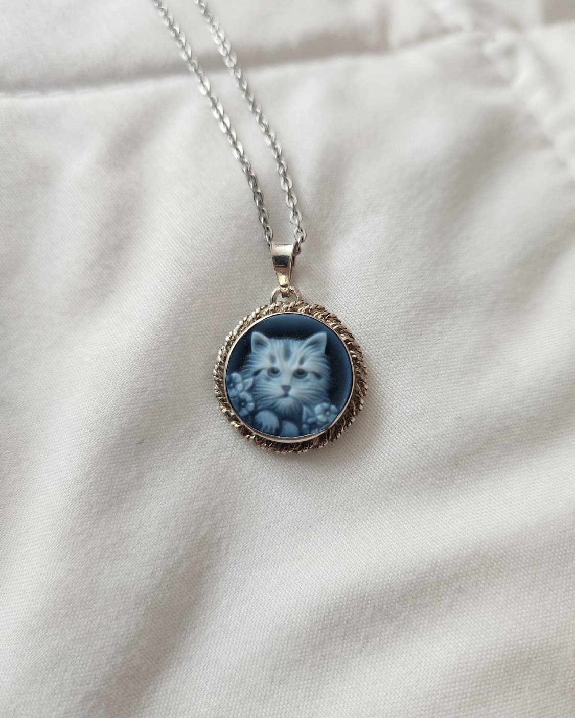 고양이 아게이트 카메오 브로치 펜던트 목걸이 상품이미지2