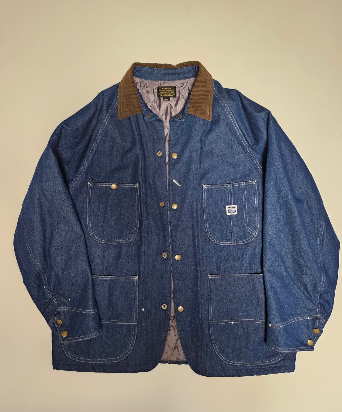 본로우 데님 커버올 자켓 코듀로이 카라 상품이미지2