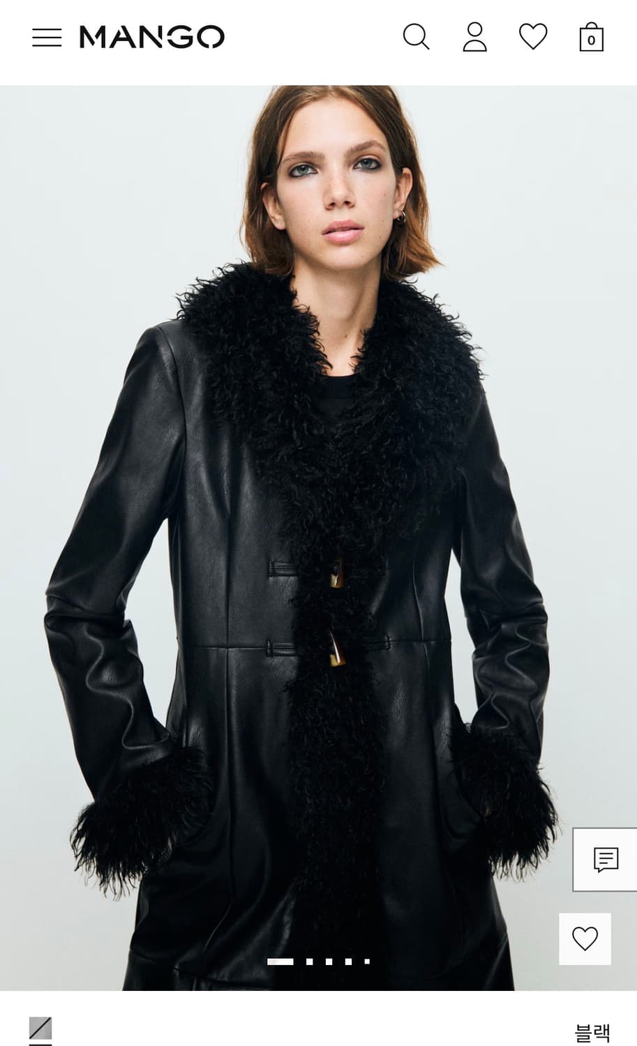 망고 퍼 트림 페이크 이펙트 코트 구해요 상품이미지1