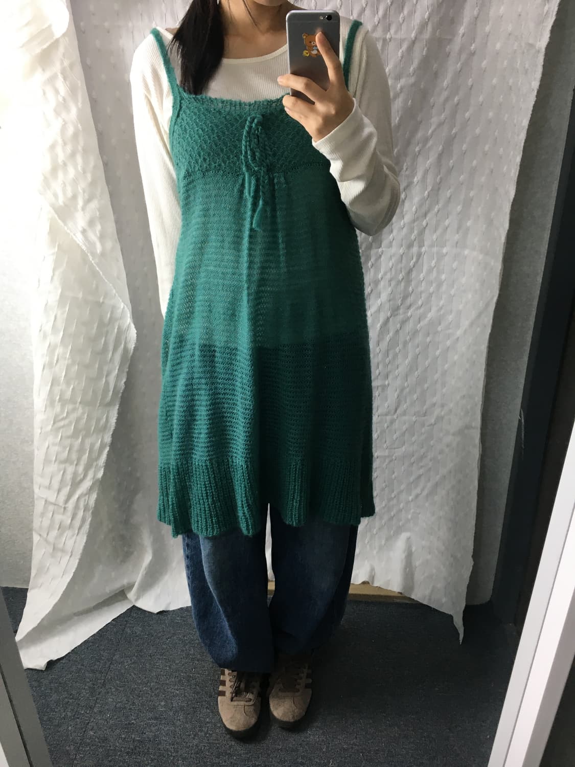 그린 니트 나시 원피스 상품이미지2