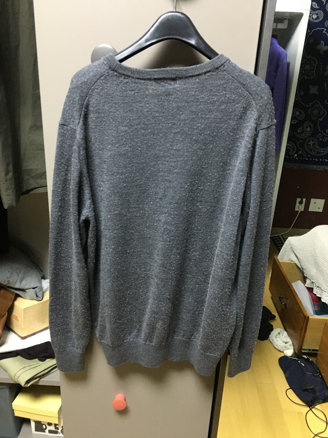 유니클로 메리노 울 크루넥 스웨터 그레이 L 상품이미지3