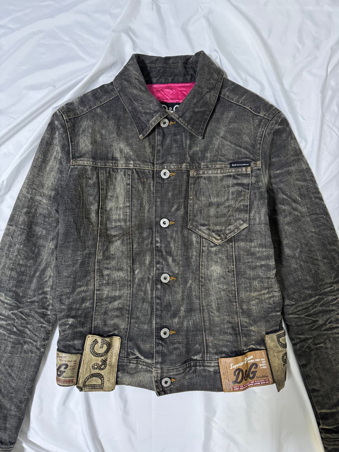 00s 돌체앤가바나 레더 패치 데님 자켓 y2k 상품이미지5