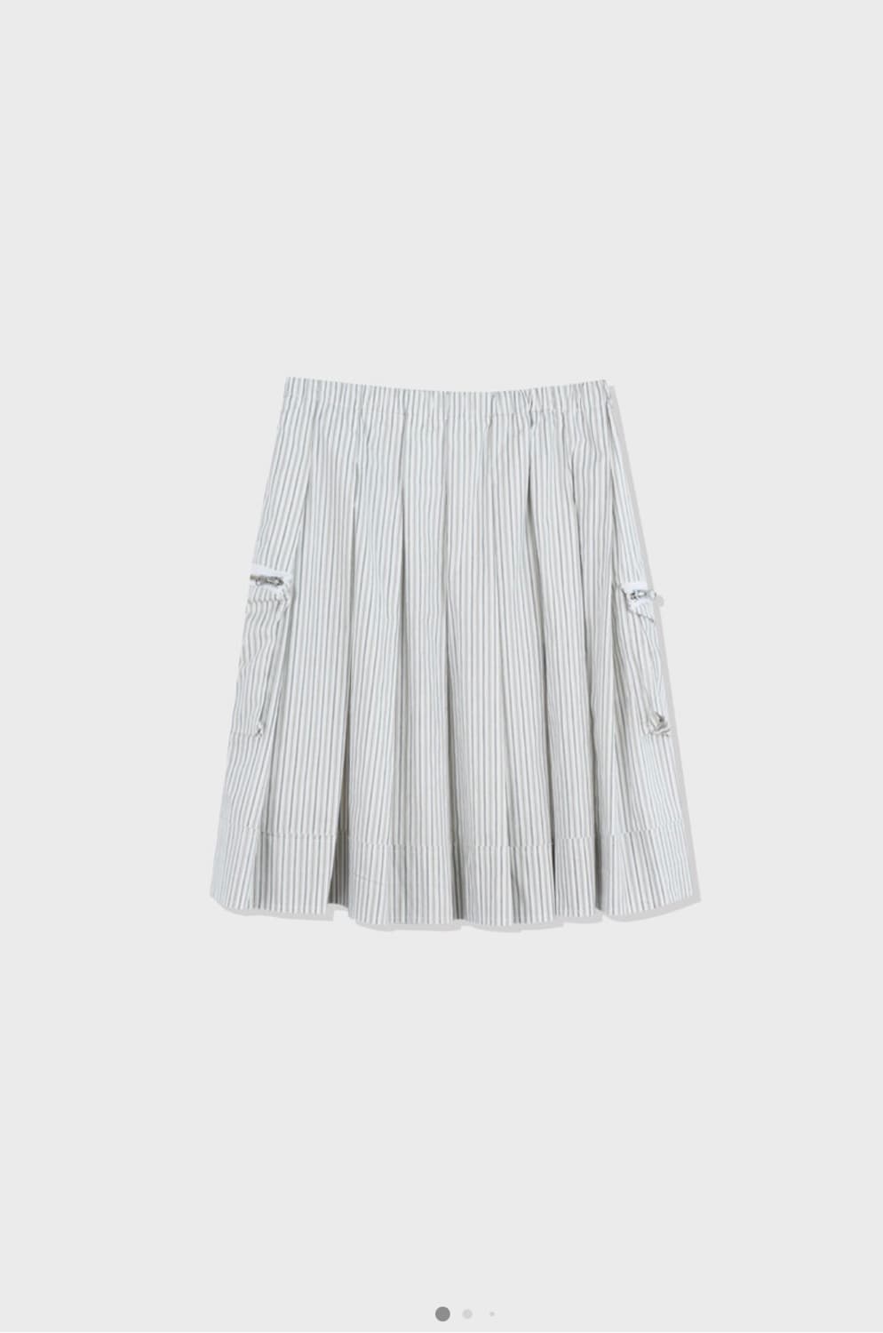 디망쉬 플리츠 볼륨 미디 스커트 (스트라이프) 상품이미지2