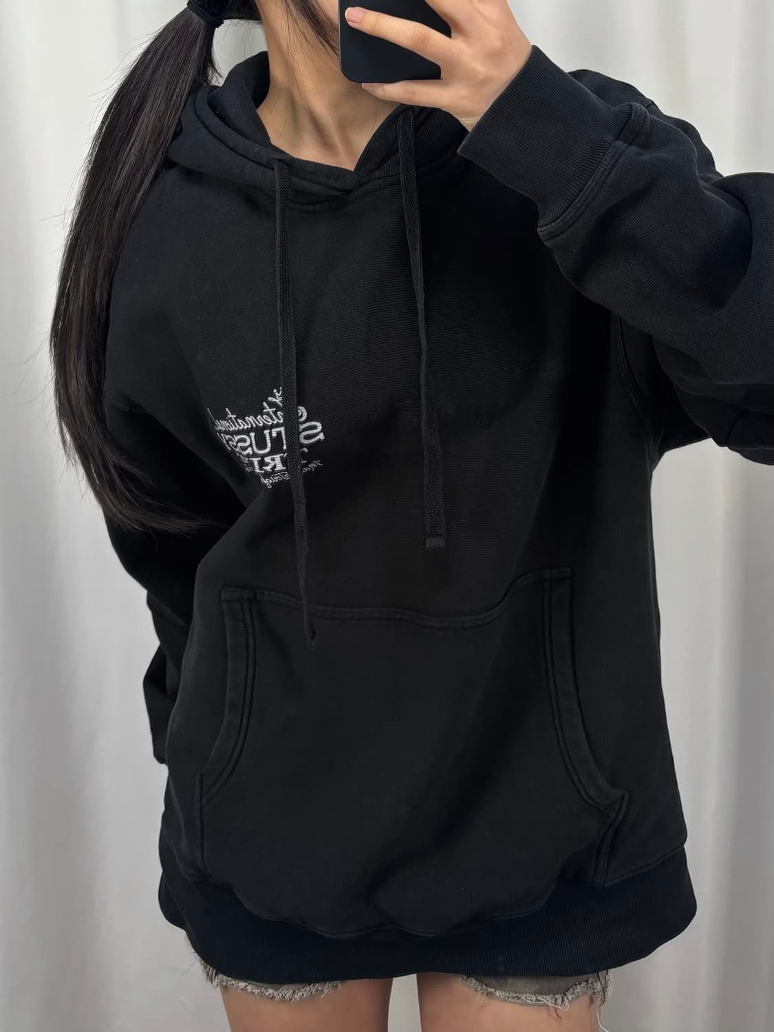 스투시 이스트 피그먼트 다이드 블랙 후드티 상품이미지1