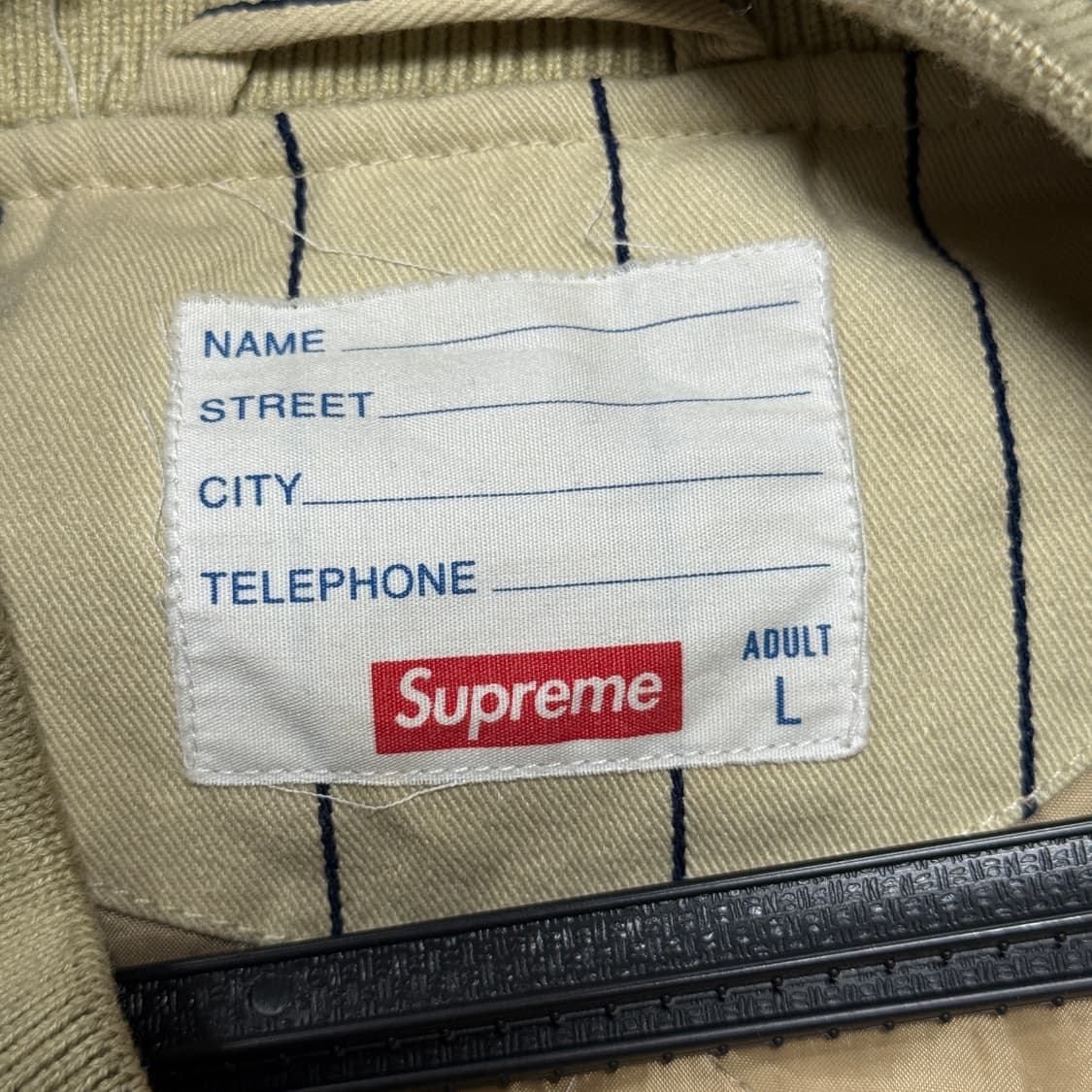 슈프림 19ss 최고 핀스트라이프 바시티 자켓 탄 상품이미지7