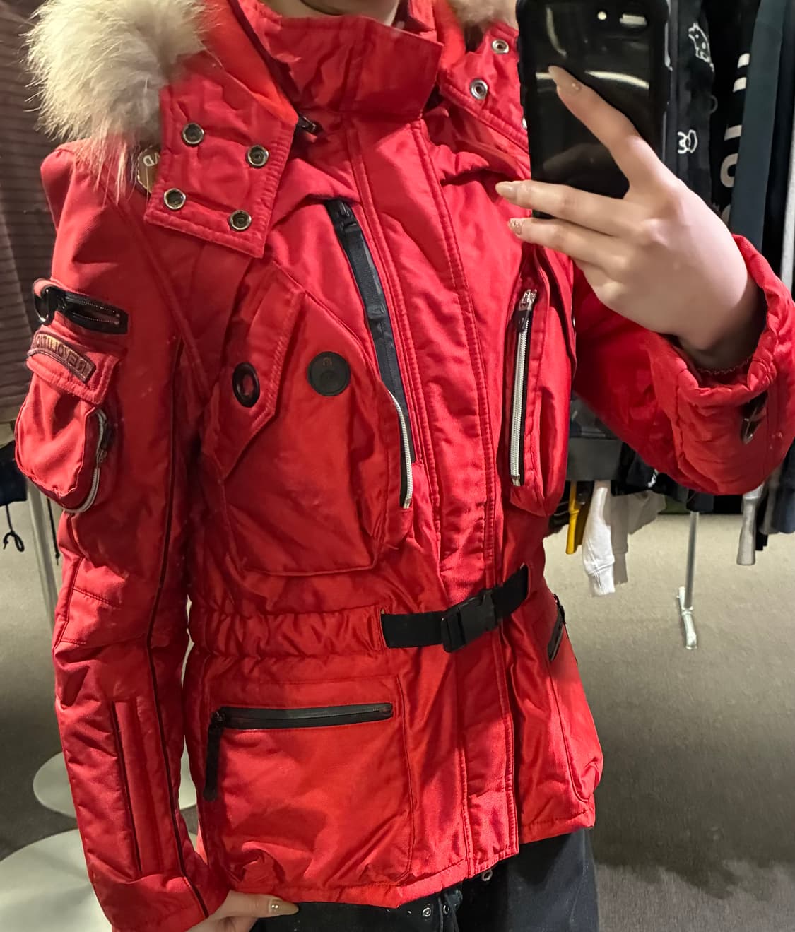 S)DOHC 빈티지 후드 퍼 멀티 포켓 봄버 패딩 상품이미지1