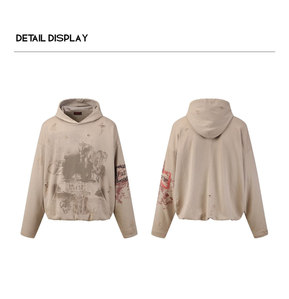 빈티지 무드 프린팅 디스트로이드 후드  상품이미지1