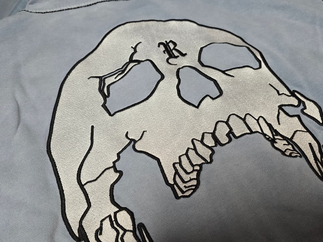 [M] REVENGE 리벤지 자수 후드 집업 워시드 베이비 블루 화이트 상품이미지5