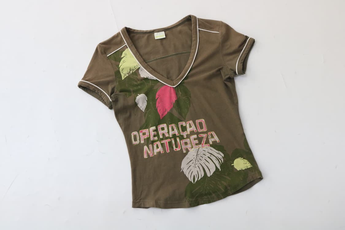 GAS 가스 빈티지 트로피컬 리프 그래픽 브이넥 반팔 티셔츠 (S) 상품이미지3