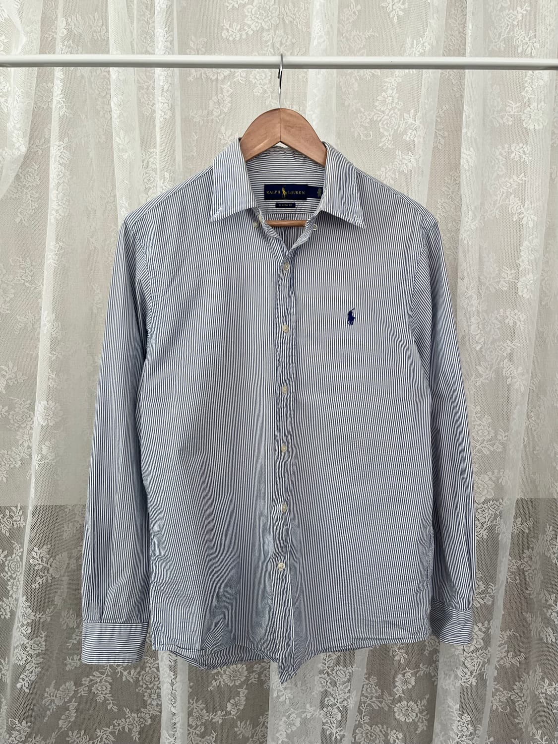 M) 폴로 랄프로렌 클래식핏 스트라이프 셔츠 블루 상품이미지1
