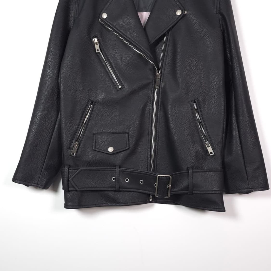 레이디볼륨 비건 레더 더블 라이더 자켓 M 상품이미지4