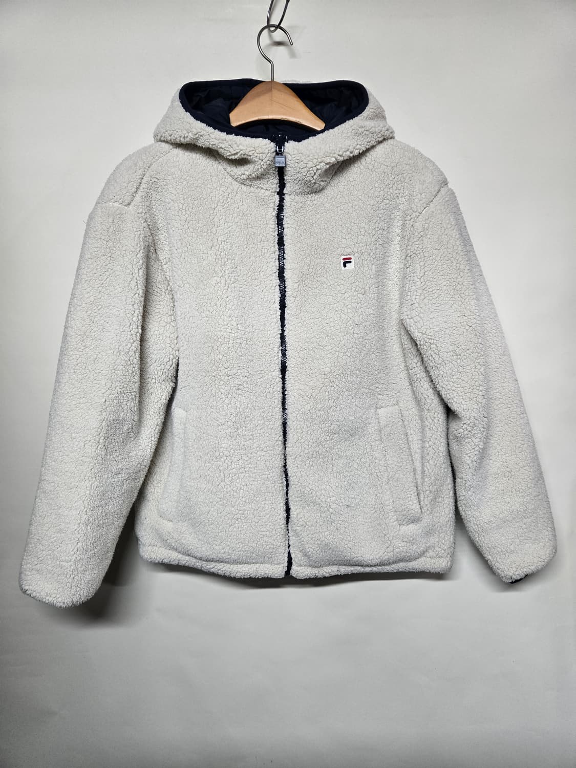 휠라 양털 후리스 리버시블 후드집업S 상품이미지4