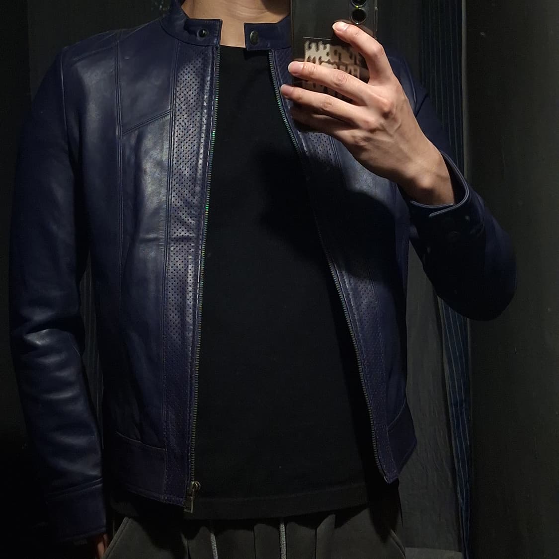 스멕스 스모키블루 넥버튼 양가죽 램스킨 레더자켓 가죽자켓 WOMANS M 상품이미지2