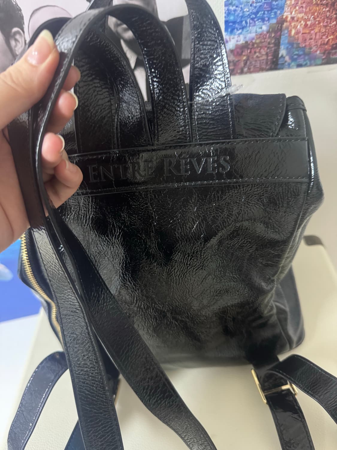 앙트레브 블랙 레더 백팩 상품이미지4