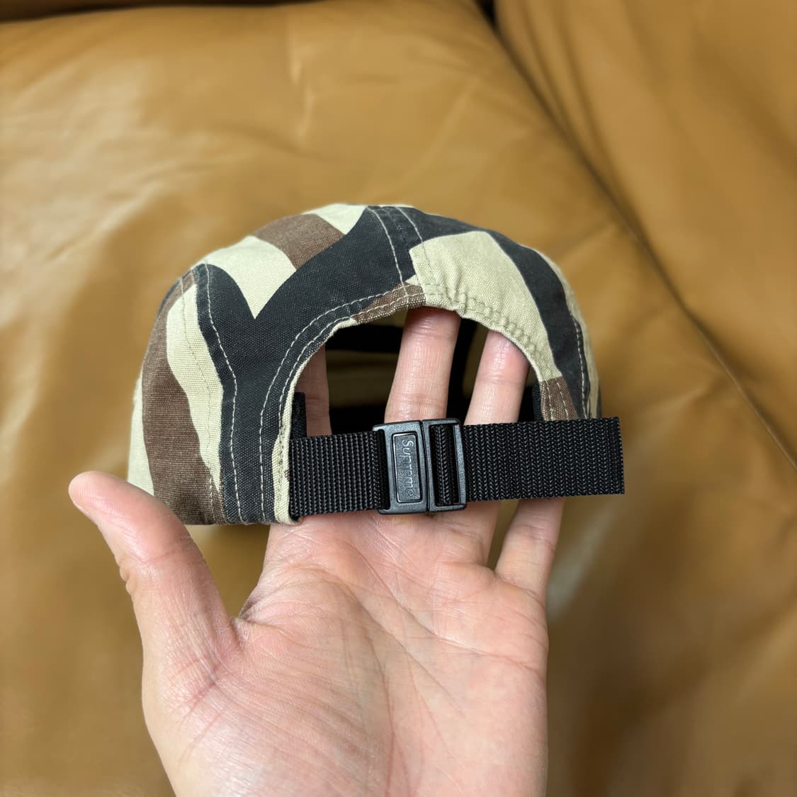 슈프림 캠프캡 모자 박스로고 워시드 카모 탄 상품이미지7