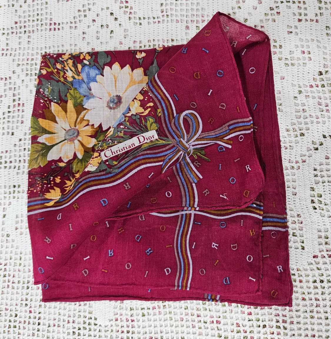 (Christian Dior) 플라워 리본 패턴 손수건 상품이미지1