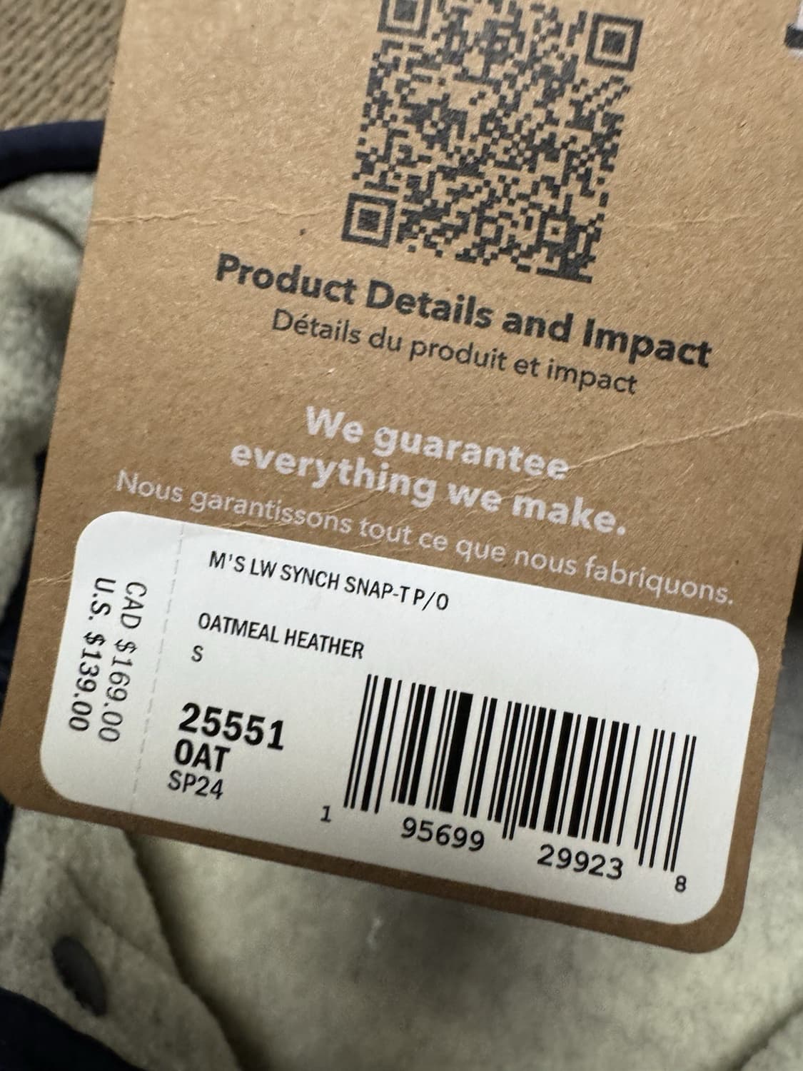 24SS 파타고니아 라이트웨이트 신칠라 스냅-티 풀오버 오트밀 헤더 상품이미지4