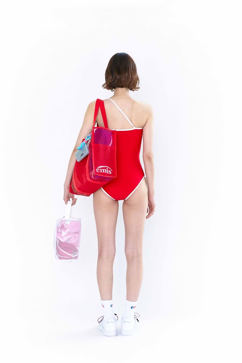 [새 상품] EMIS(이미스) 원숄더 로고 수영복 - RED 상품이미지2