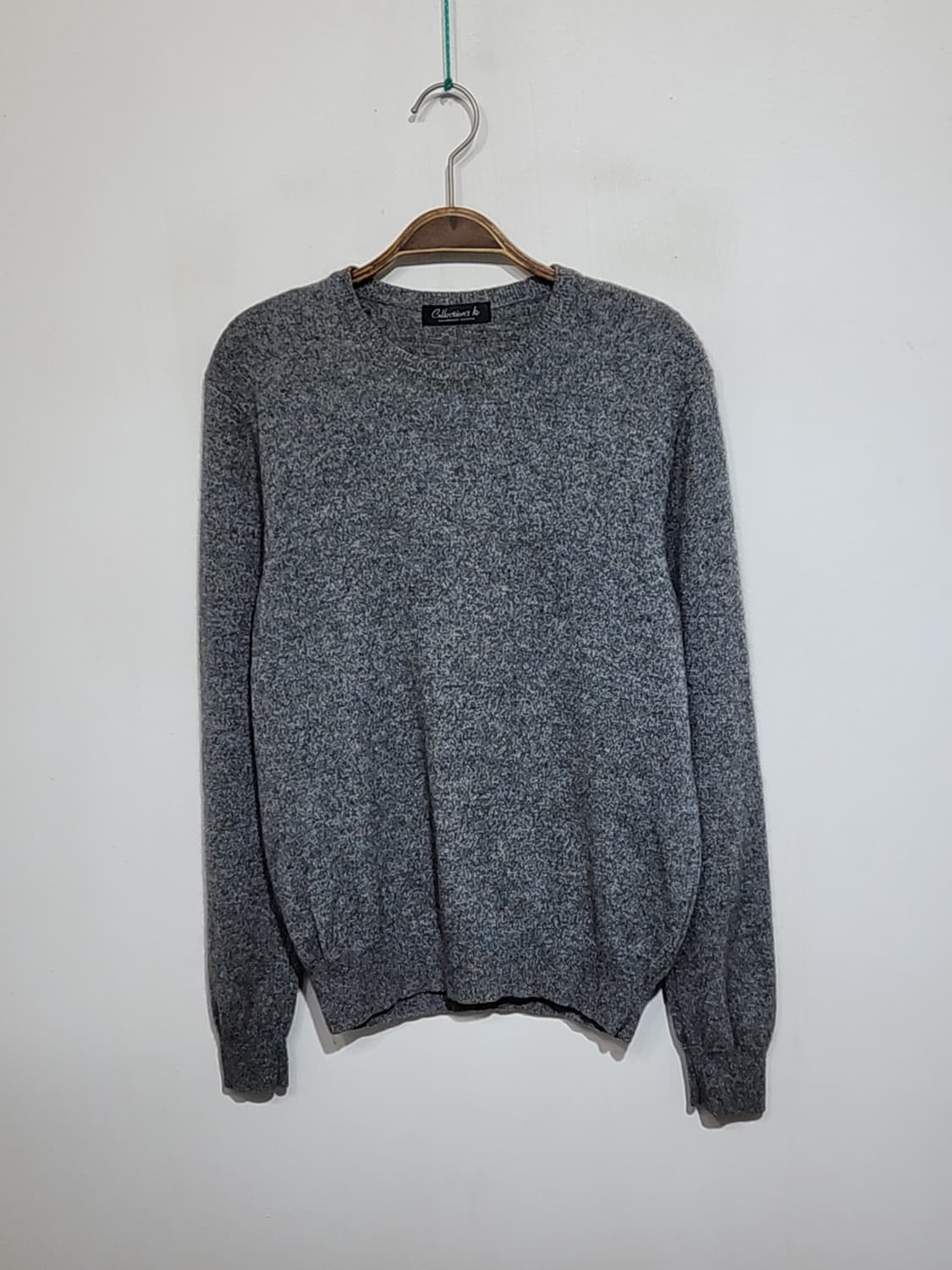 (L) 캐시미어 니트 차콜 스웨터 무지 라운드 캐주얼  상품이미지1