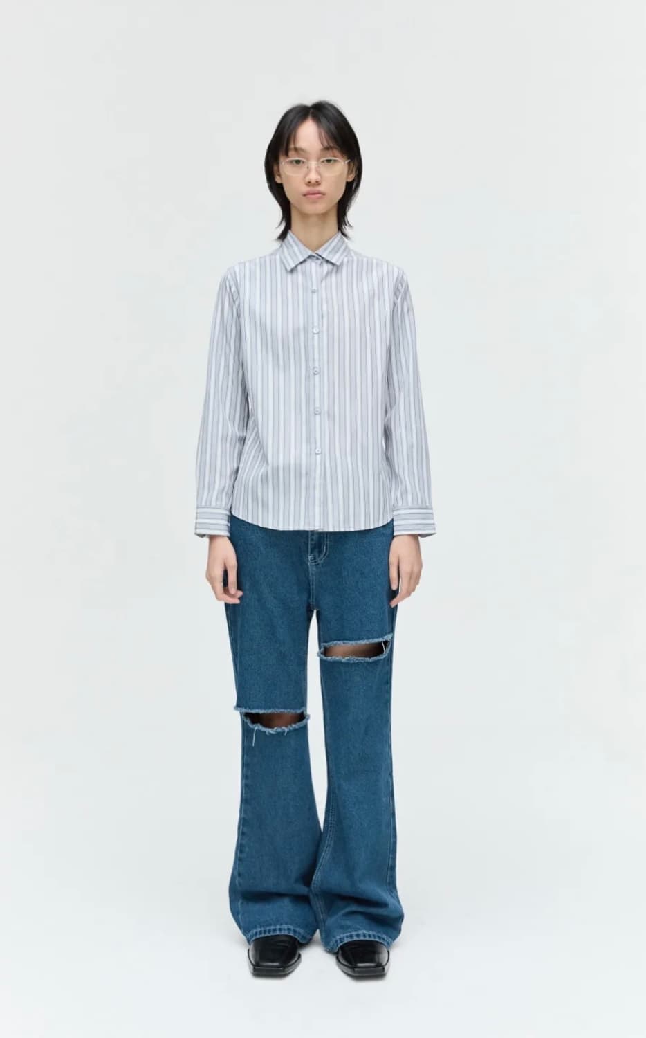 플리즈프로젝트 button stripe shirt 상품이미지1