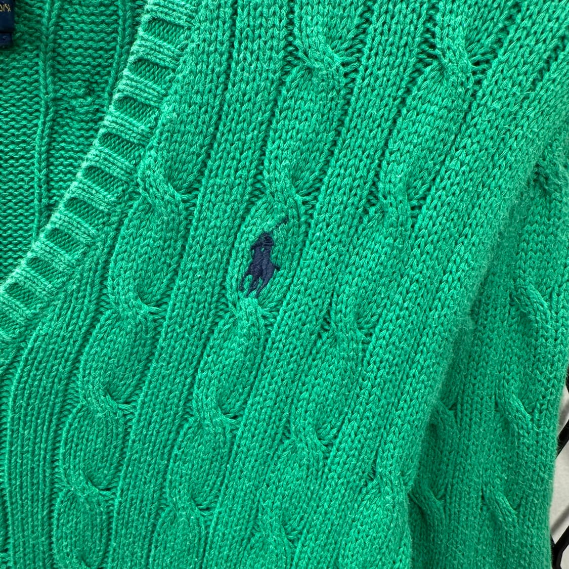 폴로 랄프로렌 케이블 니트 네이비 포니 포인트 그린 상품이미지5