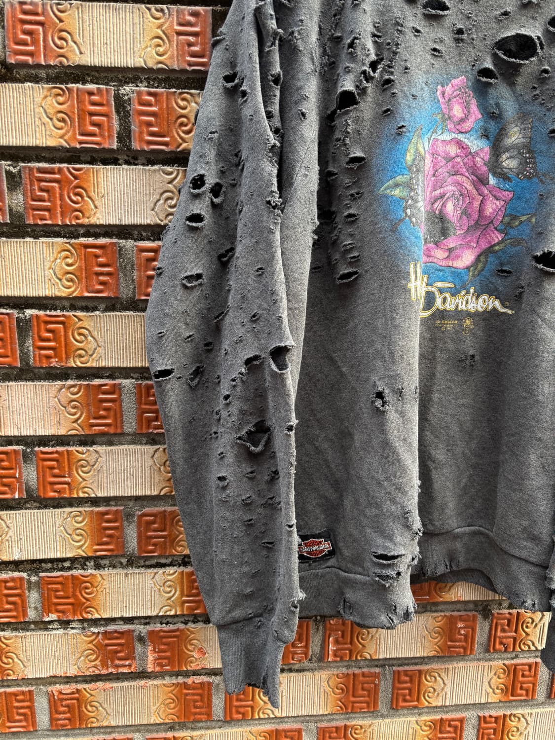 80s 3d엠블럼 할리데이비슨 디스트레스드 스웻셔츠 상품이미지4