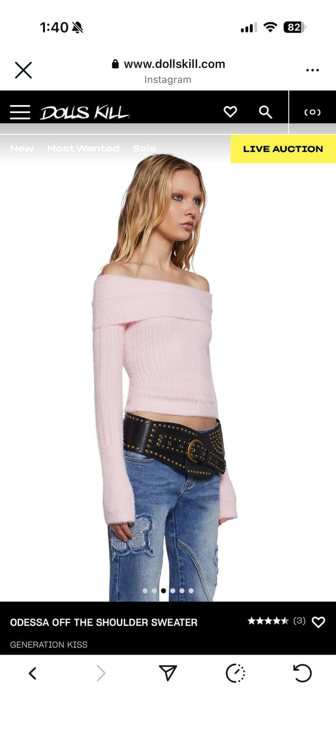 돌스킬dollskill 오프숄더 니트 베이비핑크 갸루깔 상품이미지1