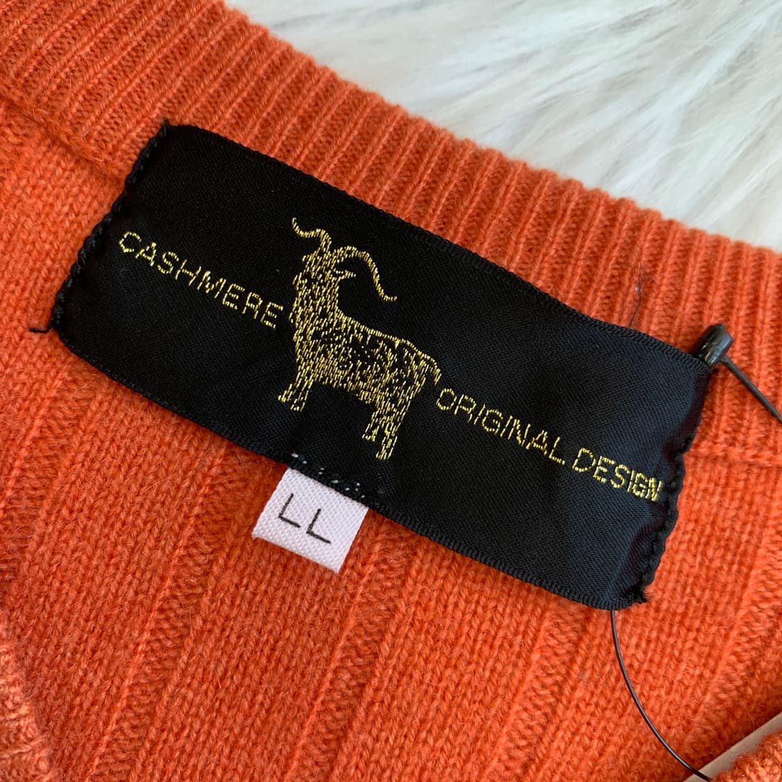 일본 빈티지 캐시미어 100 골지 브이넥 니트 1813 상품이미지4