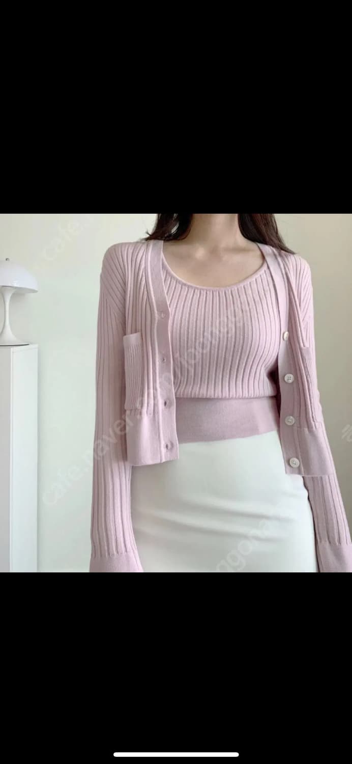 블러썸에이치컴퍼니 레트크롭가디건, 레트크롭나시 블랙 상품이미지4