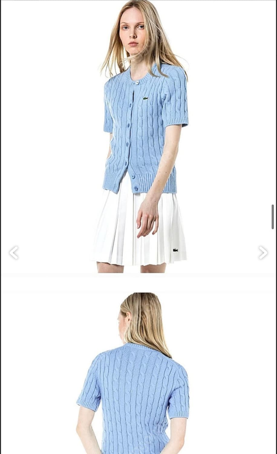 (정품) 라코스테 케이블 니트 반팔 가디건 36 상품이미지2