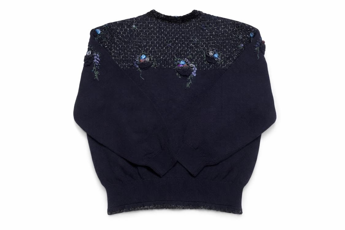 JPN 90s 일본 빈티지 비즈 플라워 자수 니트 가디건 상품이미지2