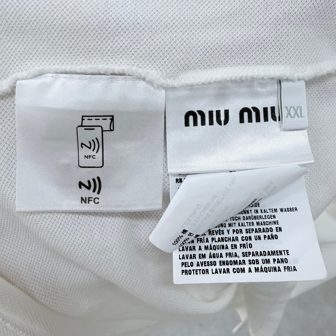 [A급/2XL] 미우미우 코튼 피게 폴로 반팔 카라티 화이트 상품이미지7
