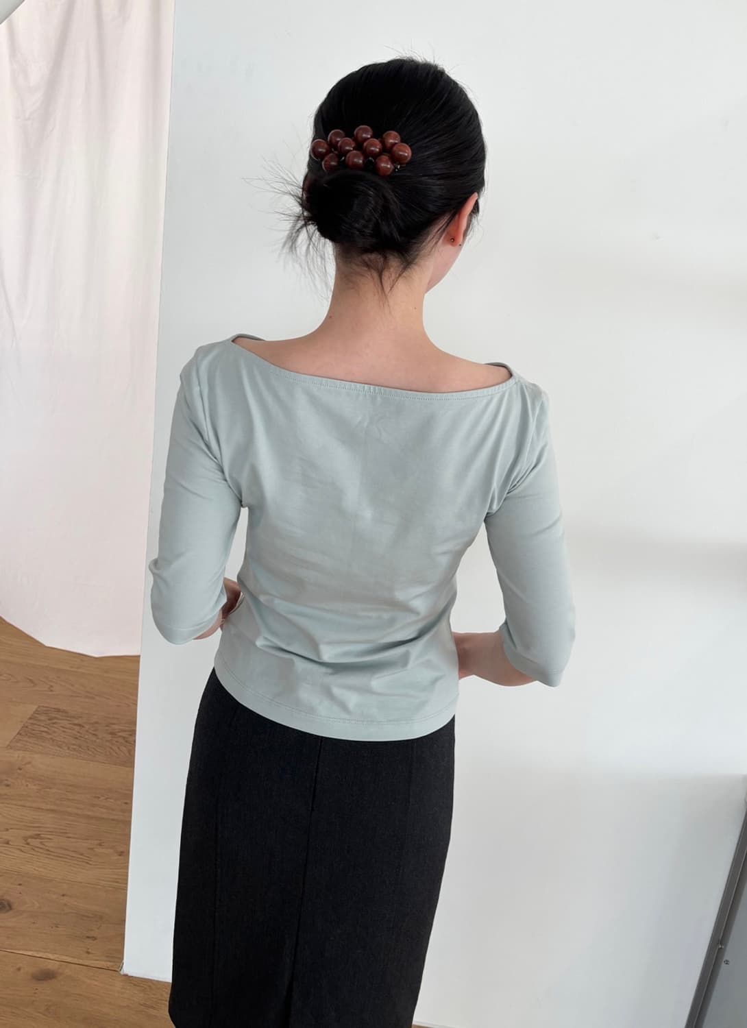 BREEZE ARCHIVE  보트넥 하프 슬리브 티셔츠 - 포그 새상품 상품이미지2