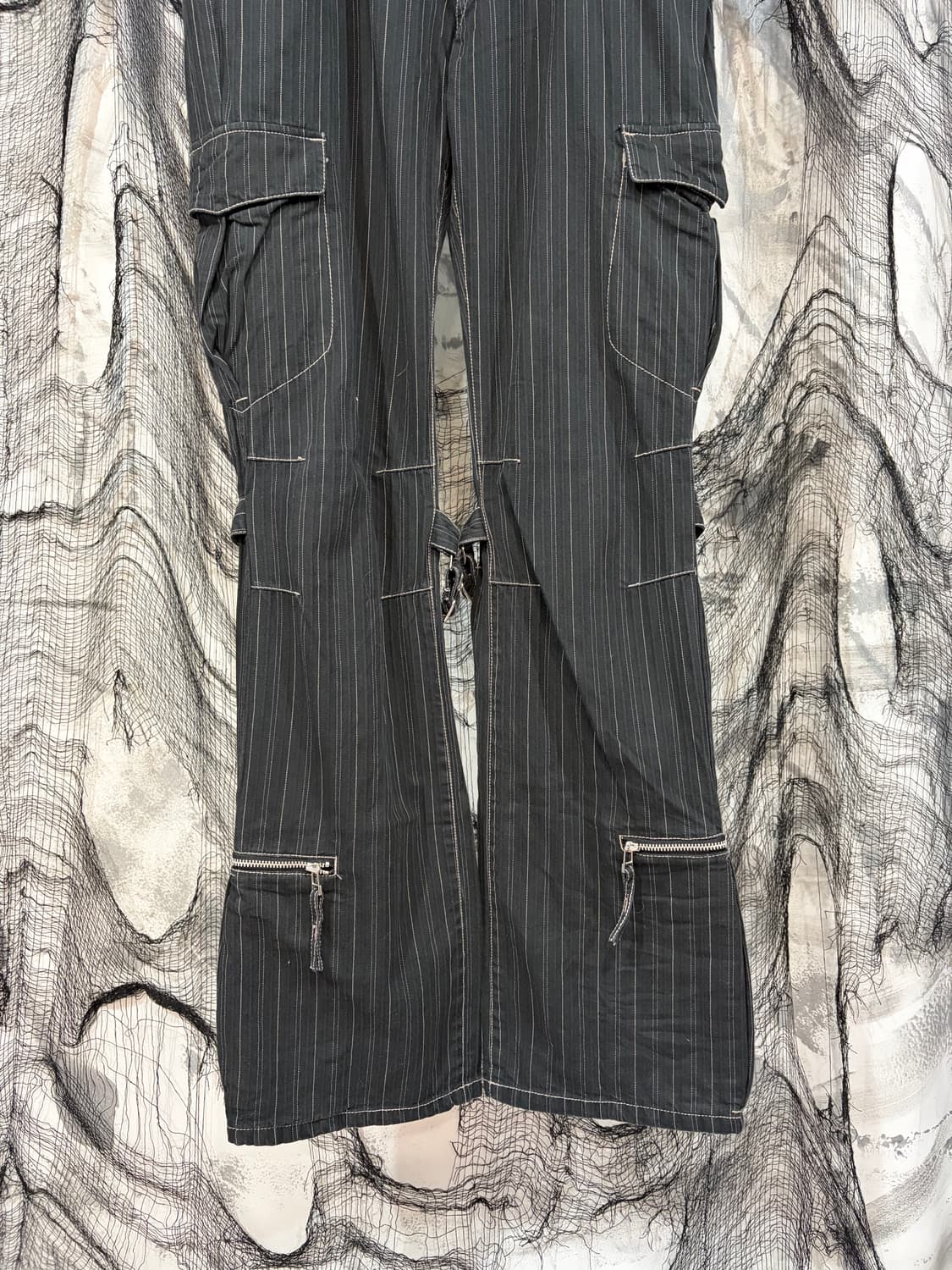 Y2K punk Stripe eyelet cargo pants 상품이미지6