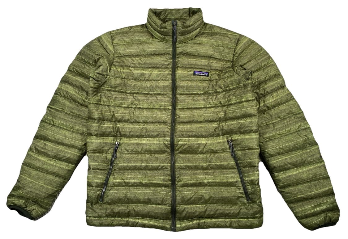 파타고니아 경량패딩 스트라이프 그린 상품이미지1