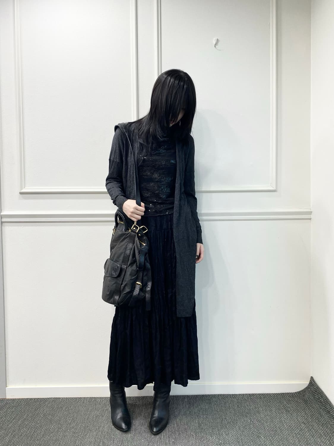 [Chocol Raffine]Minimal Grey Long Cardig 상품이미지2