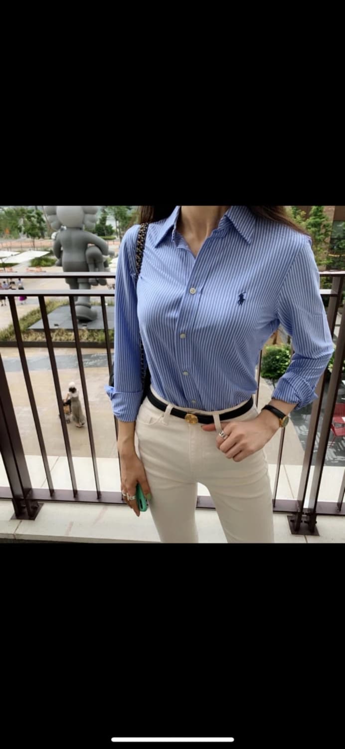 폴로랄프로렌 스트라이프 니트드레스셔츠 스카이블루 s 상품이미지6