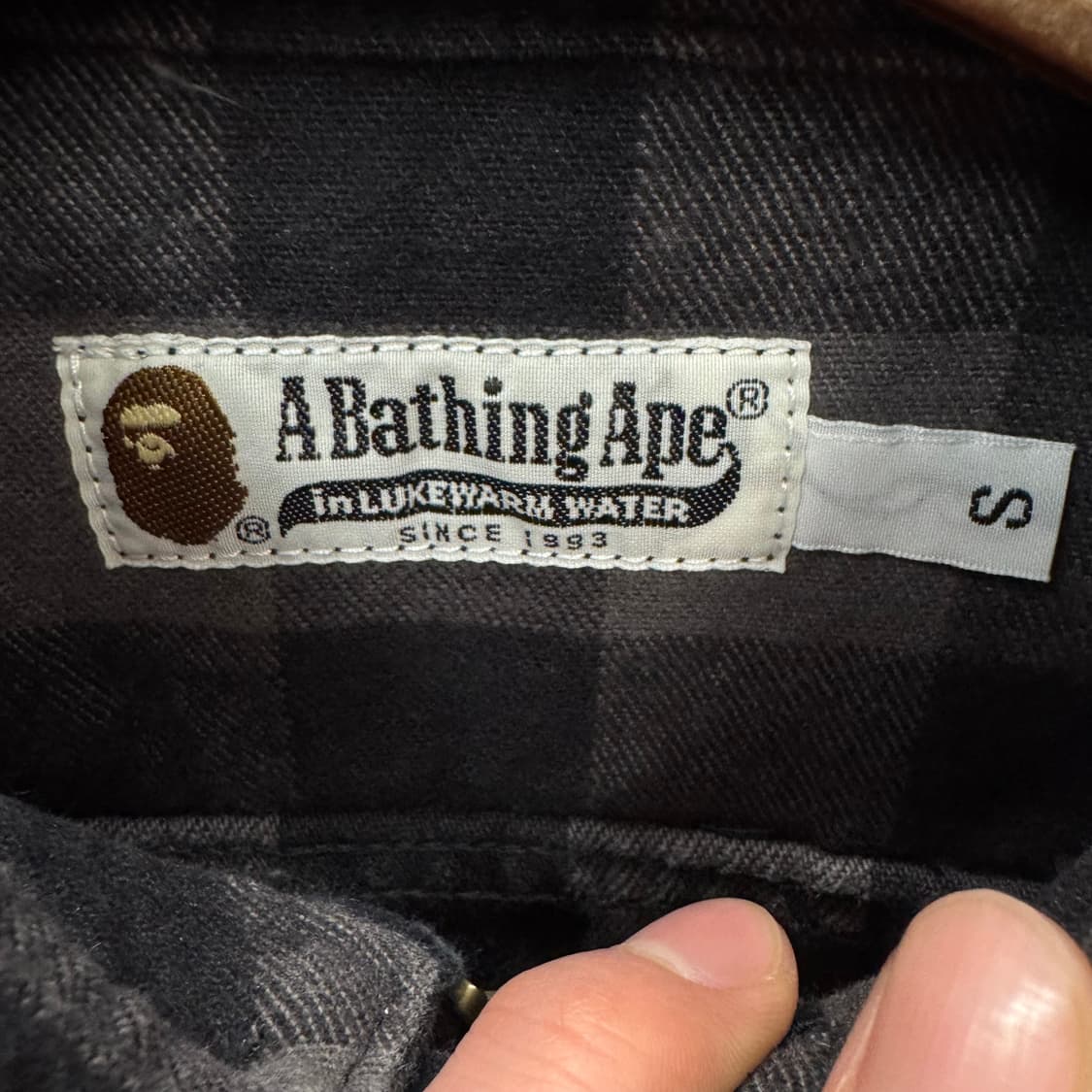 00s 베이프 버팔로 체크 하프 집업 워크 셔츠 그레이 블랙 상품이미지6